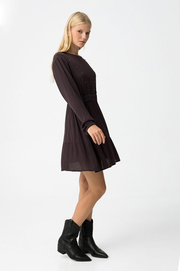 Tiffosi Vestido con Detalles Met&aacute;licos marr&oacute;n