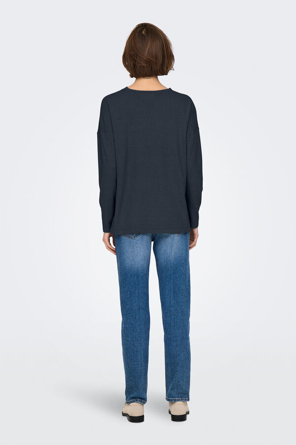 Only Jersey oversized cuello de pico azul