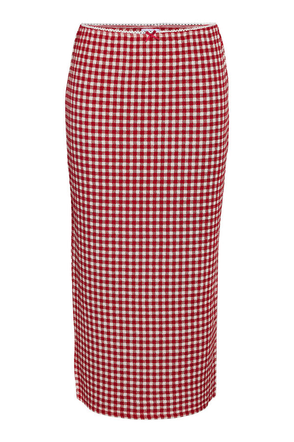 Noisy May Saia Midi com Detalhe de Laço na Cintura vermelho