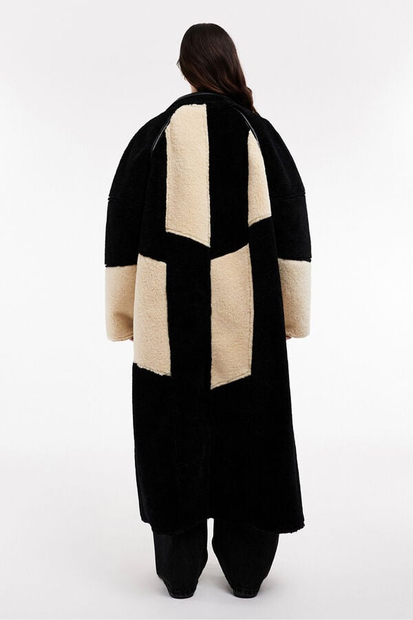 Topshop Abrigo largo bicolor combinado. negro