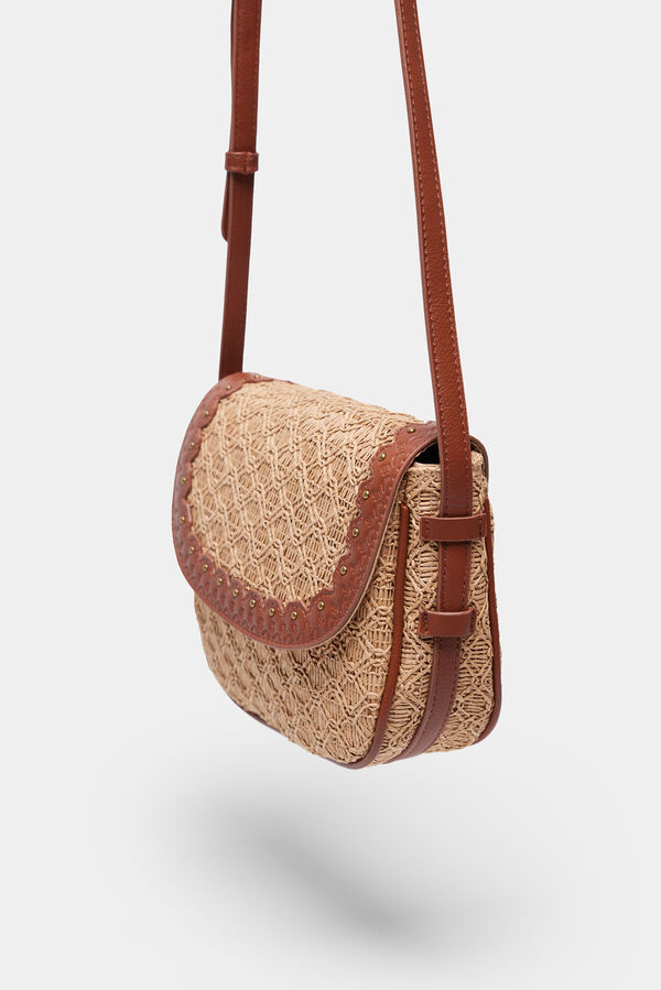 Springfield Bolso Bandolera Rafia Combinado blanco