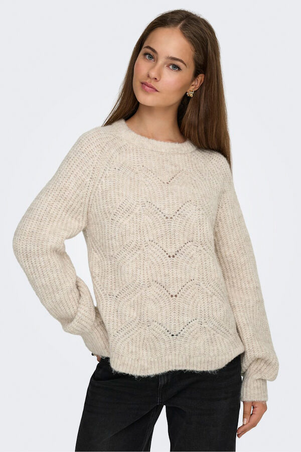 Only Jersey estructura cuello redondo beige