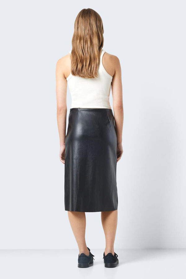 Noisy May Falda midi polipiel negro