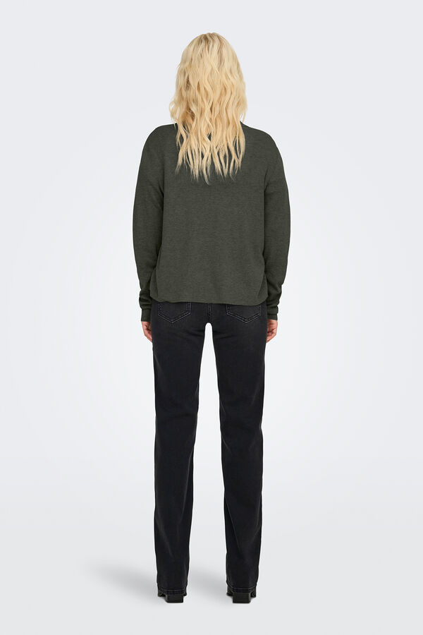 JDY Cardigan de manga larga y cuello polo verde