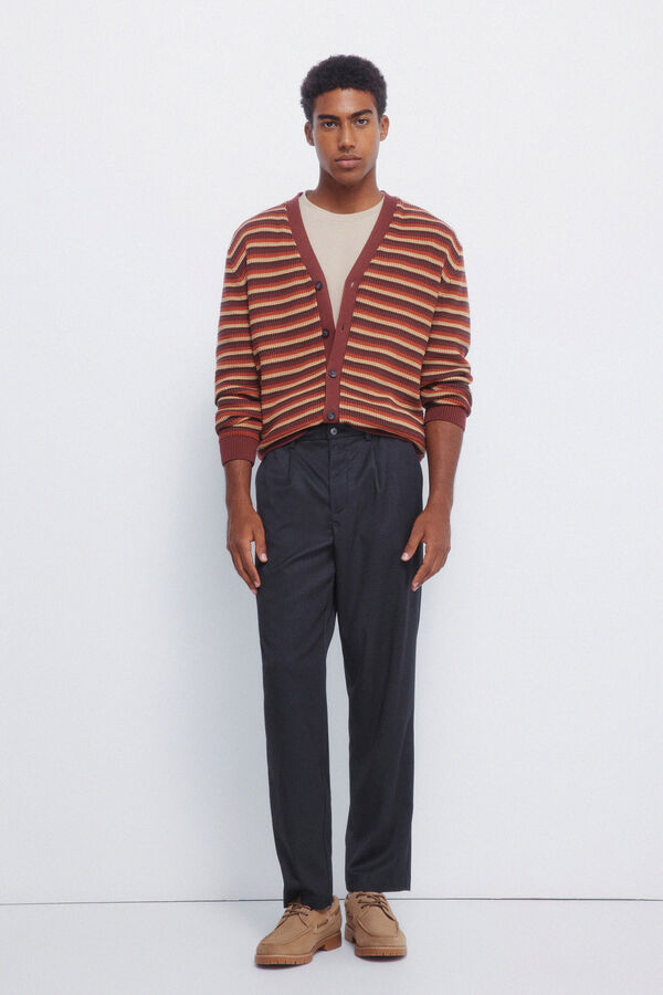 Springfield Pantal&oacute;n recto pliegues wide straight fit gris