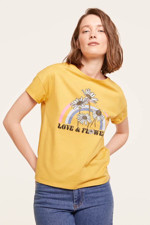 Springfield Camiseta "Love & Flowers" estampado amarillo