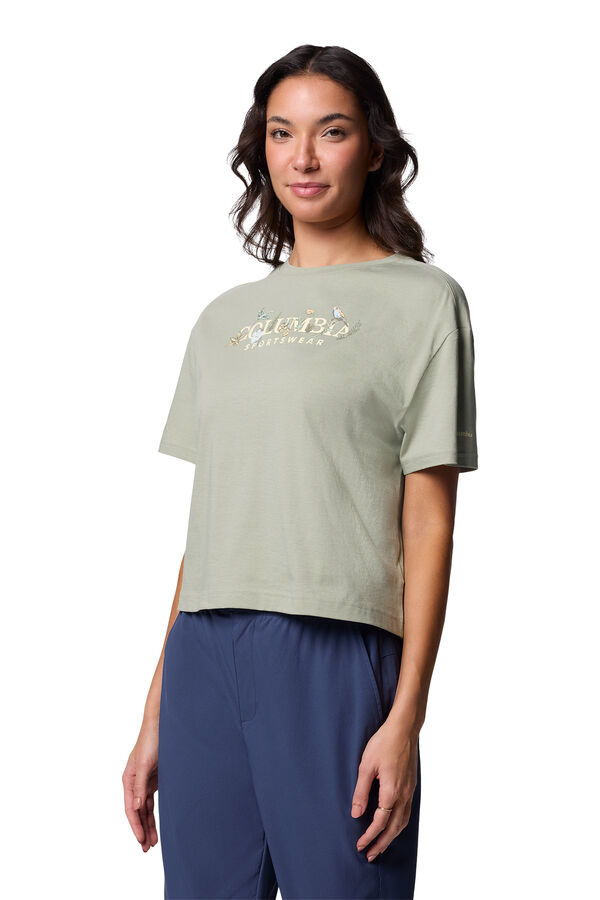 Columbia Columbia Camiseta feminina Rolling Bend™ com estampado Relaxed ajuste bege