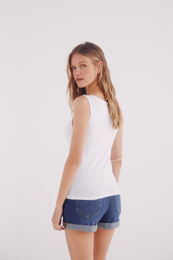 Springfield Camiseta escote barca algod&oacute;n blanco