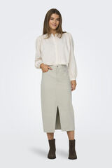 Only Falda midi abertura gris