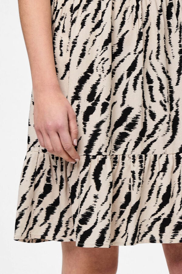 Pieces Vestido animal print bege