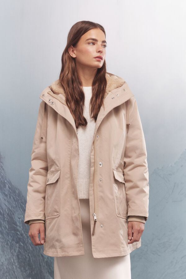 Springfield Parka capucha 2 en 1 repelente al agua beige