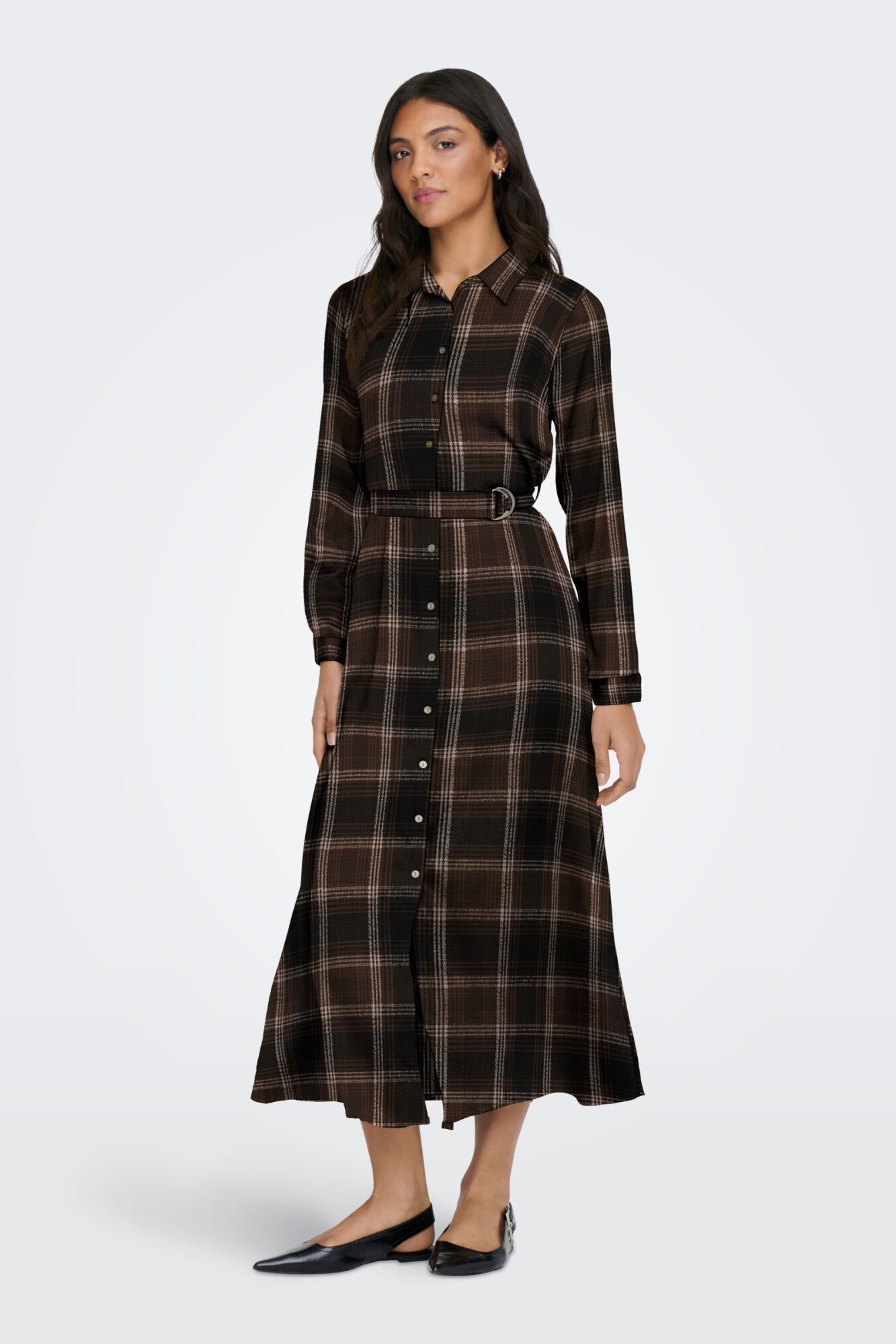 Only Vestido largo camisero satinado