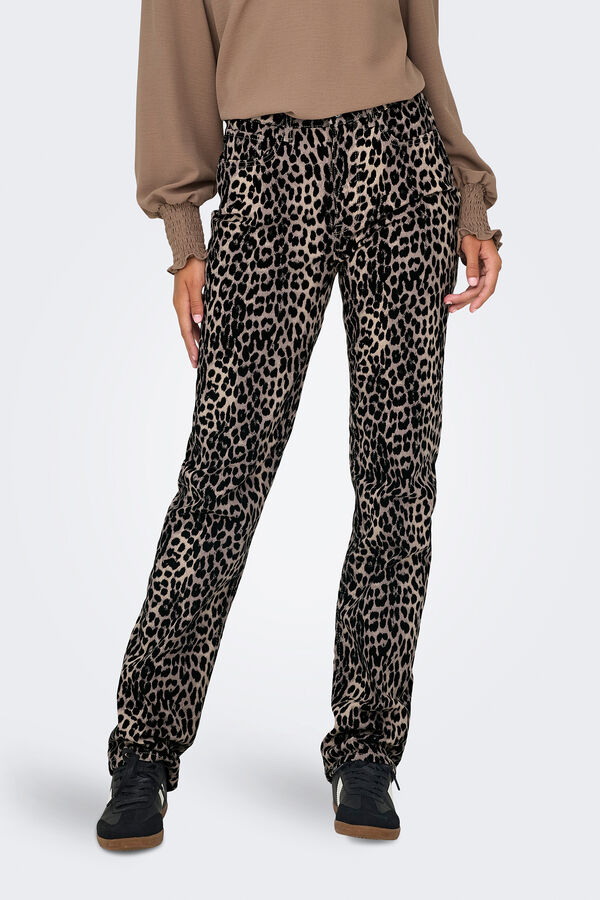 Only Calça reta com estampa animal preto