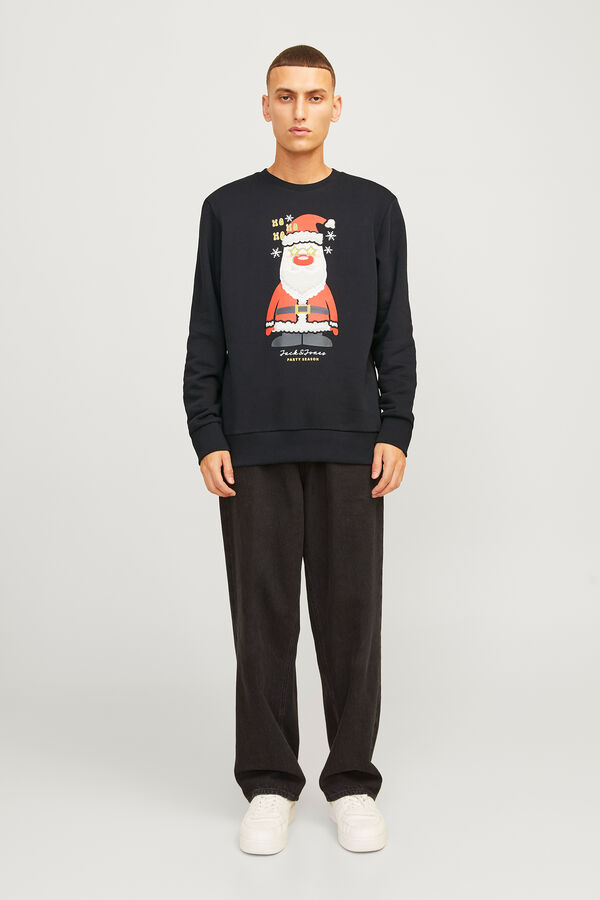 Jack & Jones Sweatshirt de Natal com corte padr&atilde;o preto