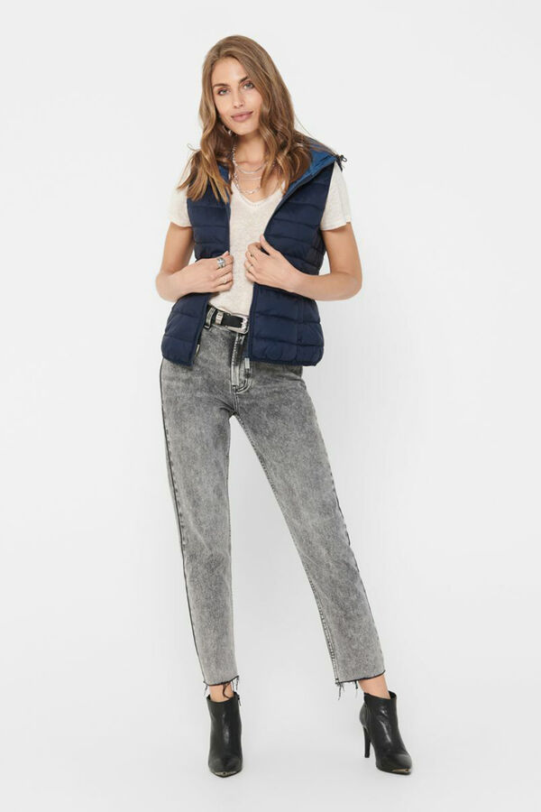 Only Colete acolchoado ultraleve com capuz azul