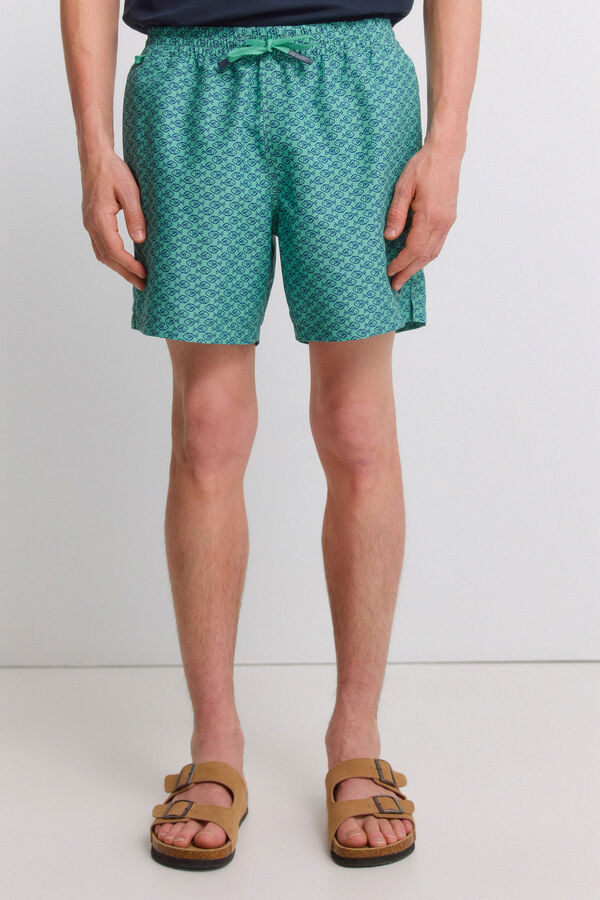 Springfield Fato de banho estampado de peixes verde