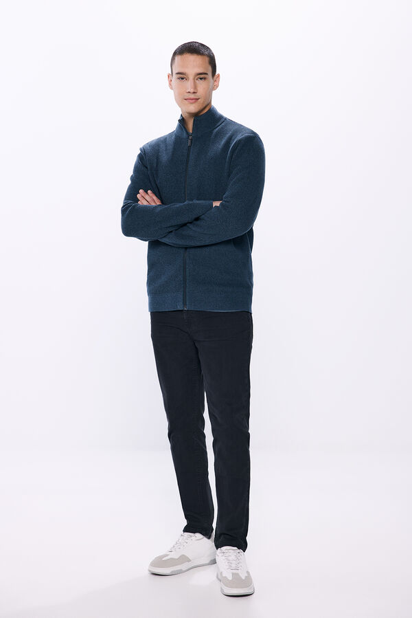 Springfield Casaco de malha fecho-&eacute;clair azul