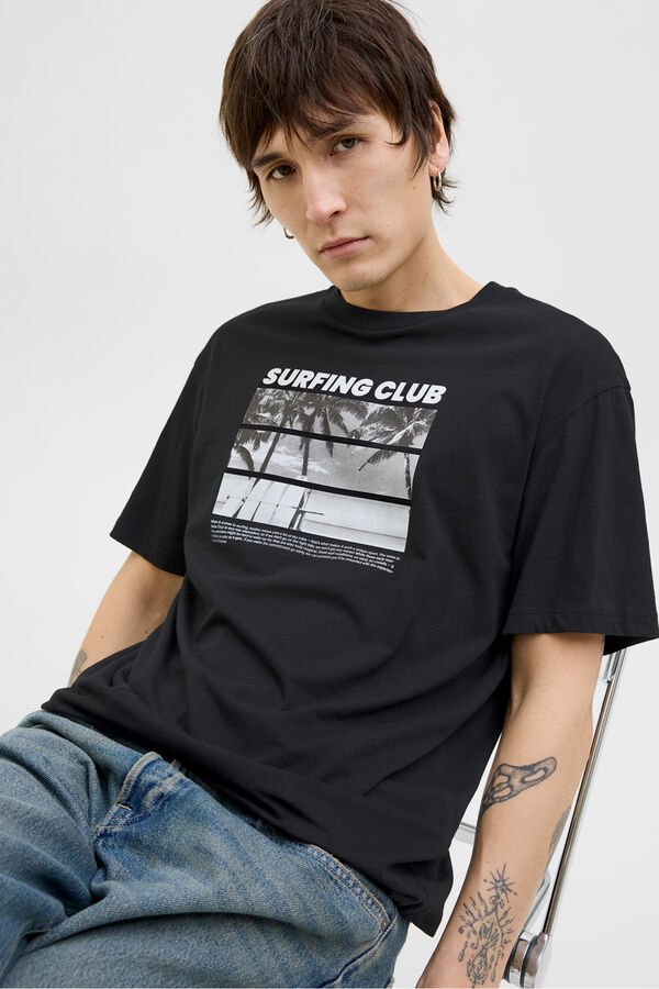 Jack & Jones Camiseta estampada com caimento relaxado preto
