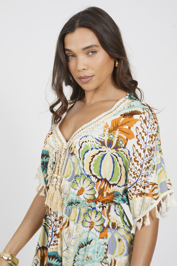 Brave Soul Vestido estampado com crochet estampado