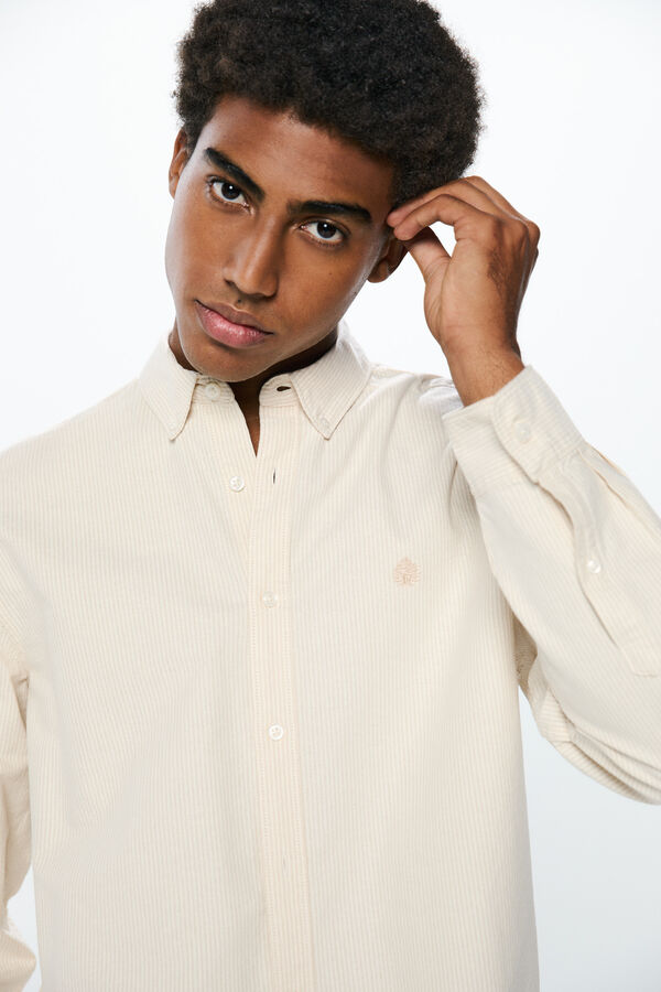 Springfield Camisa oxford riscas bege