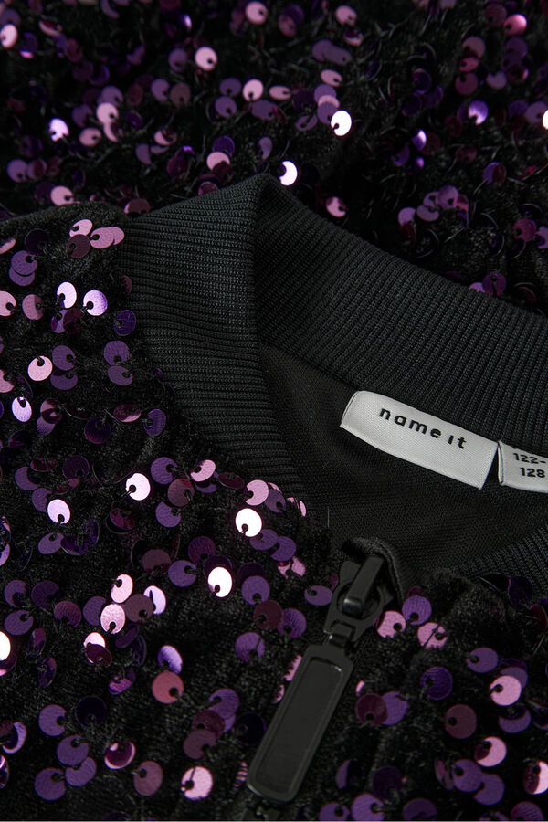Name It Bomber de lentejuelas y terciopelo de ni&ntilde;a fucsia