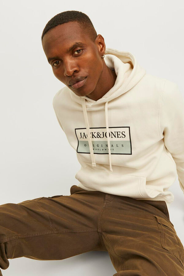 Jack & Jones Sudadera regular fit logo blanco