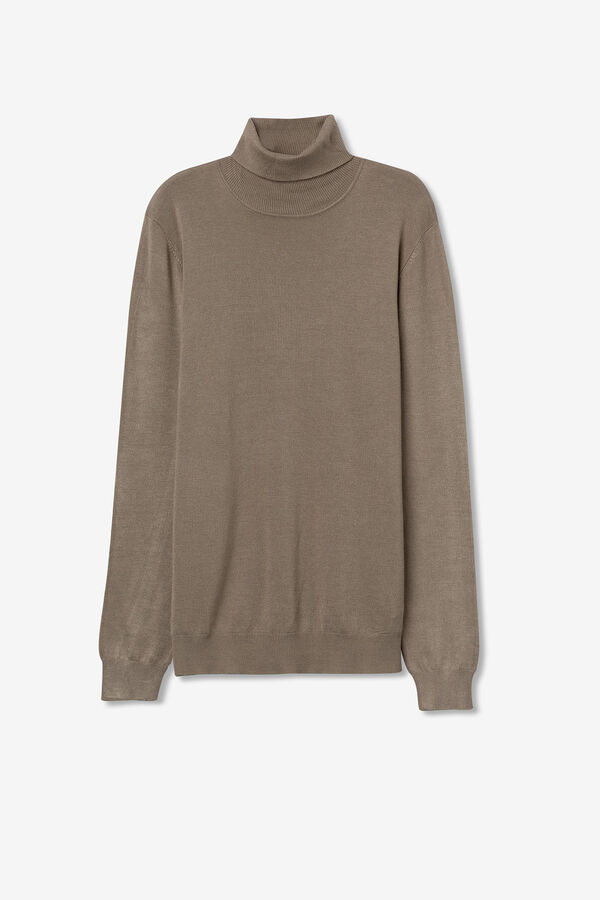 Tiffosi Jersey de Punto Básico de Cuello Alto beige