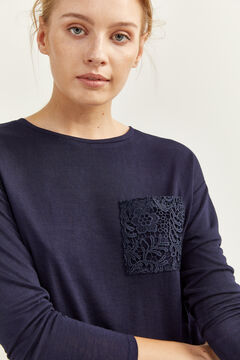 Springfield Camiseta Bolsillo Crochet azul oscuro