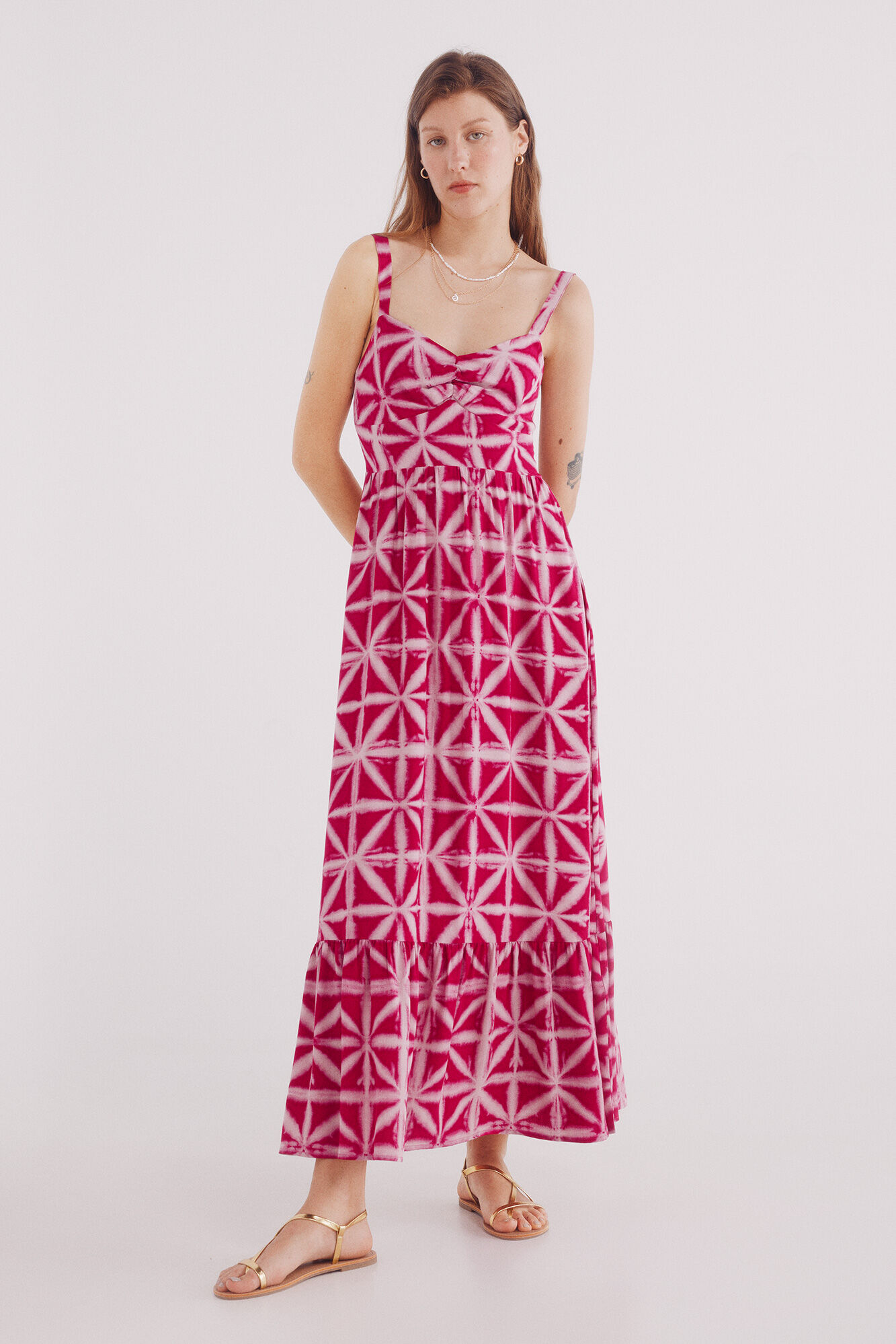 Springfield Vestido midi com estampado tropical