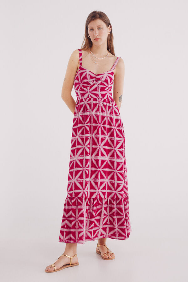 Springfield Vestido midi com estampado tropical rosa