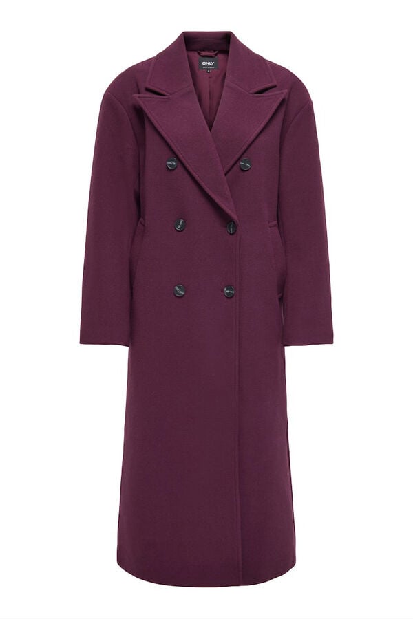 Only Abrigo largo abotonado burdeos