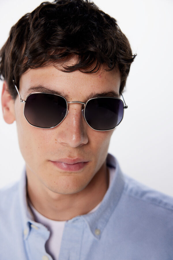 Springfield Gafas de sol met&aacute;licas forma hexagonal gris