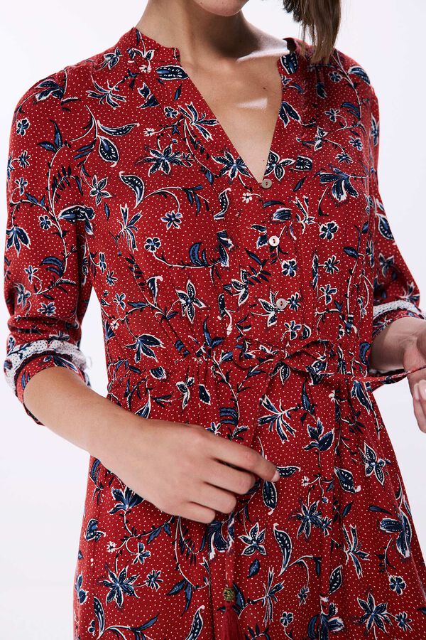 Springfield Vestido midi cenefas naranja