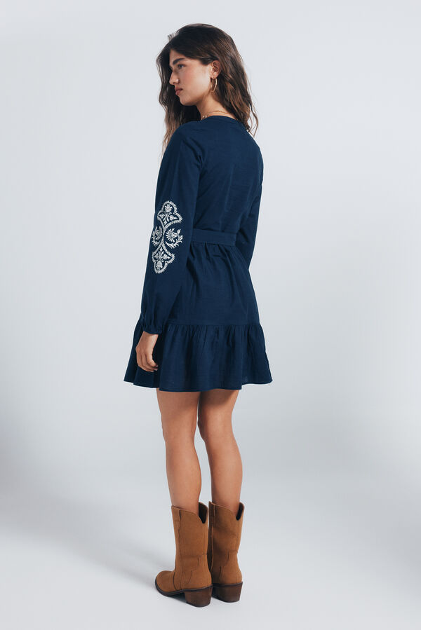 Springfield Vestido curto com camisa bordada azul