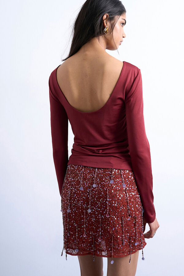 Topshop Top de escote redondo rojo