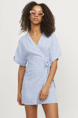 Jack & Jones Vestido corto cruzado de lino azul