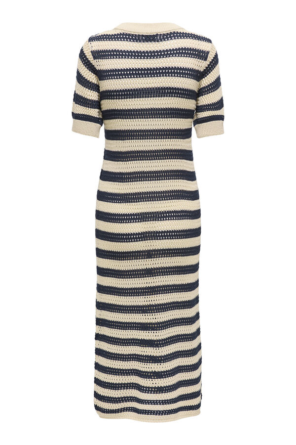 JDY Vestido largo punto calado beige