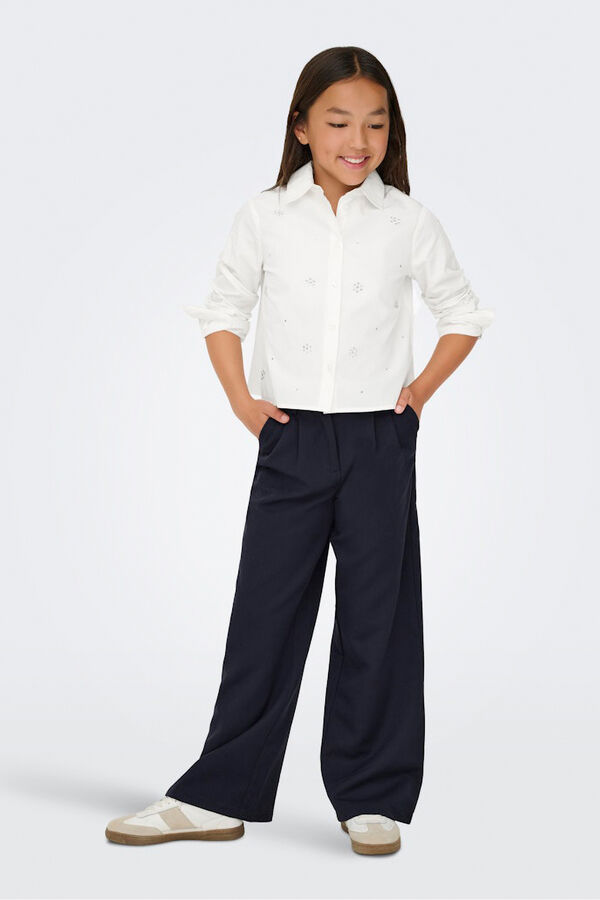 Only Girls Blusa curta de manga comprida com detalhe de brilho branco