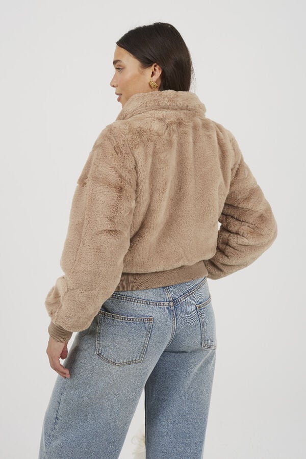 Brave Soul Chaqueta de pelo beige