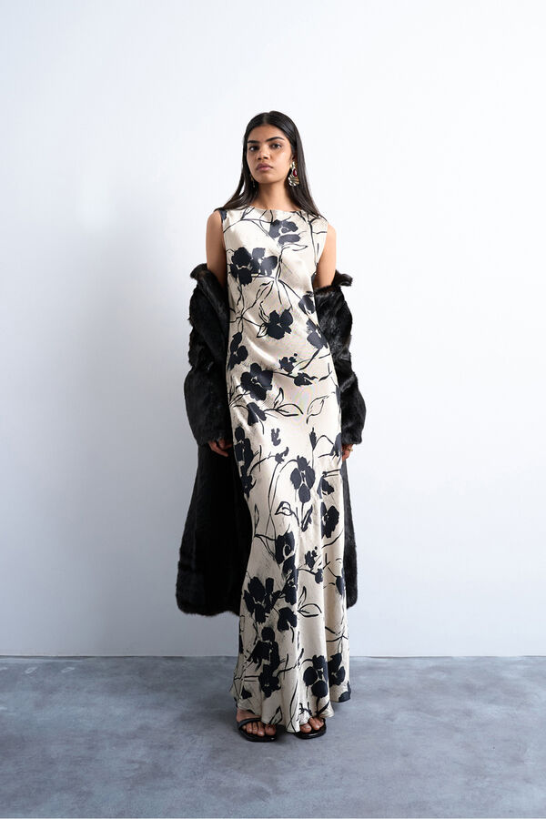 Topshop Vestido midi gola redonda e manga preto