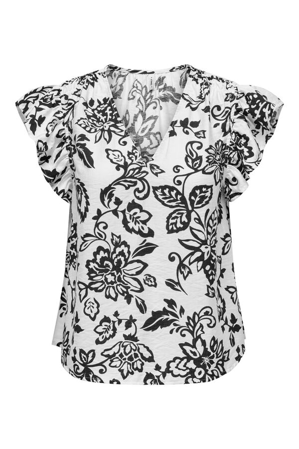 Only Top estampado escote en V negro