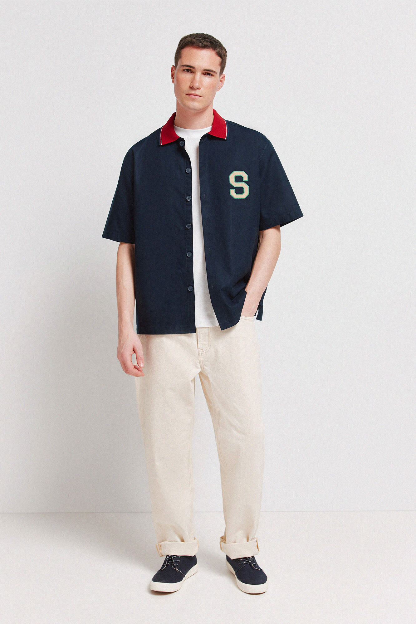 Springfield Camisa varsity manga curta