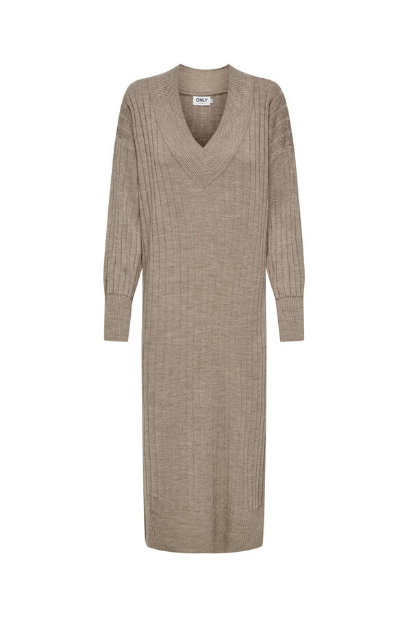 Only Vestido midi de punto beige