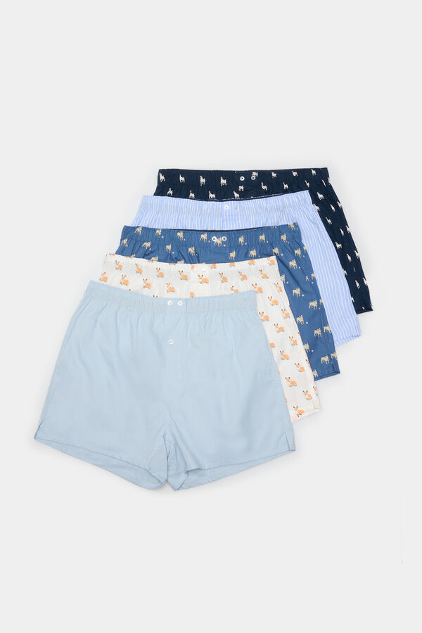 Springfield Pack 5 calzoncillos popel&iacute;n estampados azul