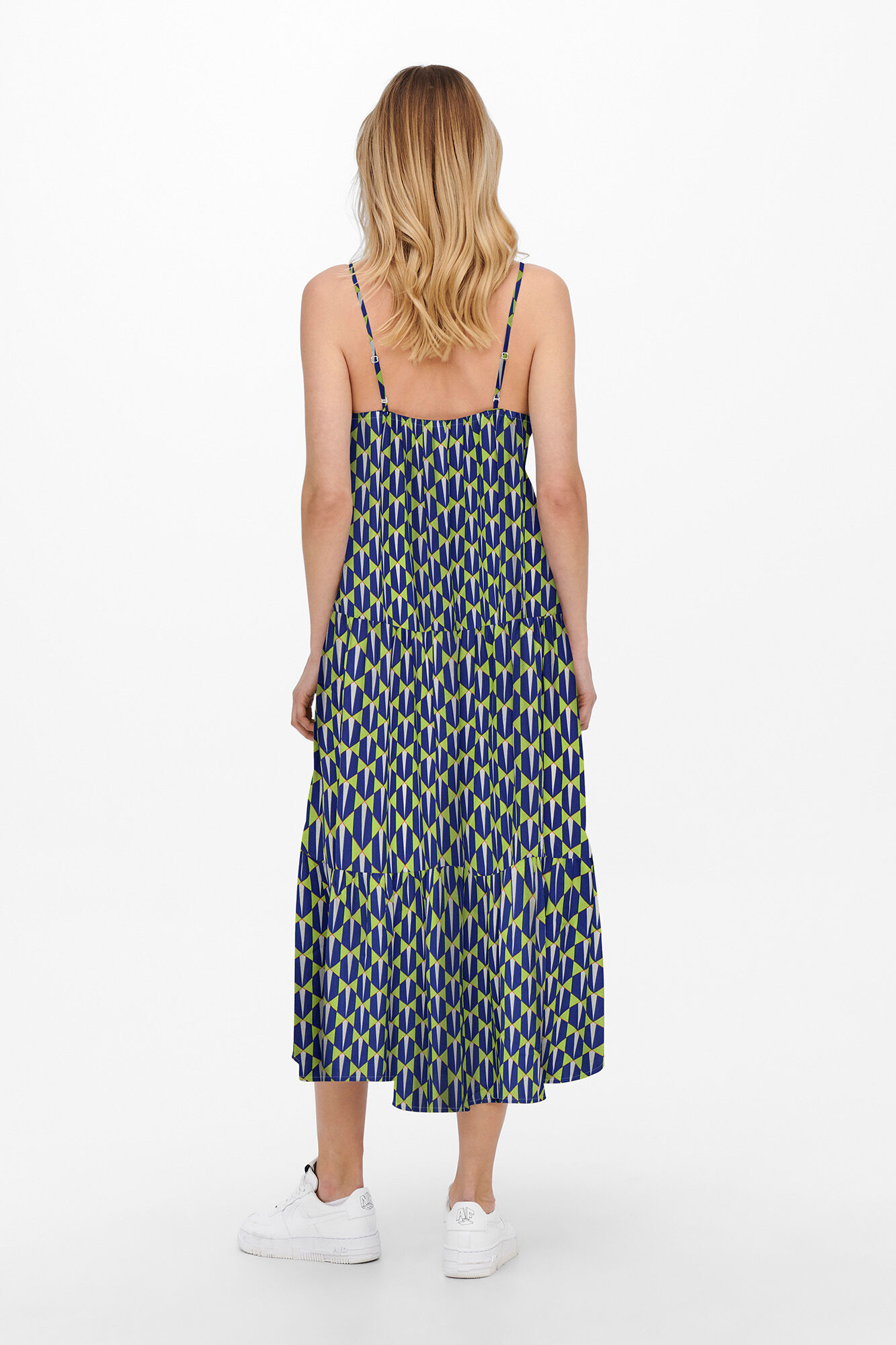 Only Vestido longo estampado com al&ccedil;as ajust&aacute;veis