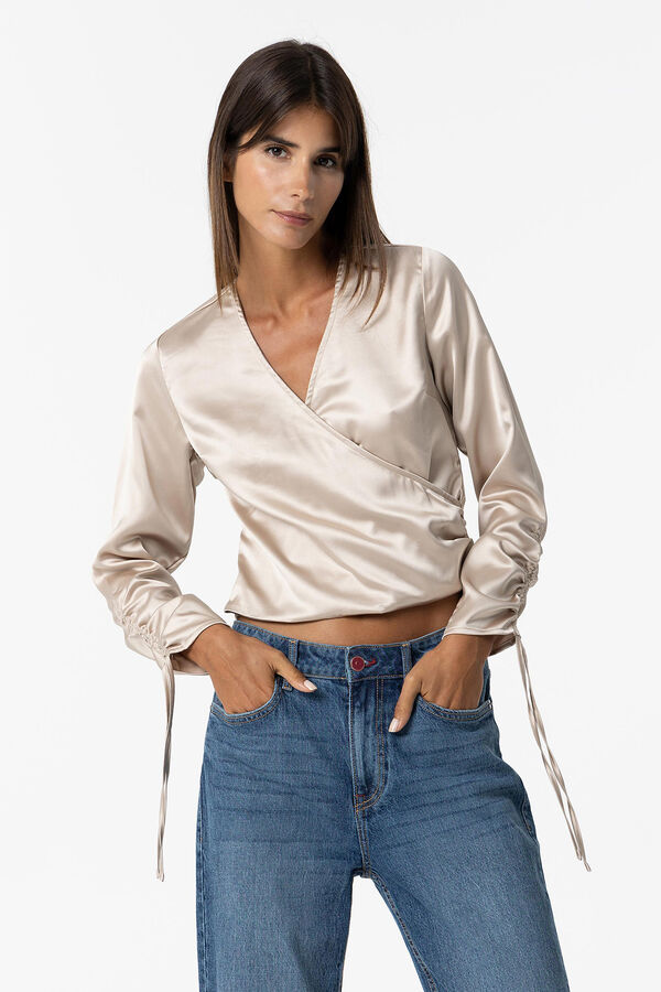 Tiffosi Blusa Cruzada Acetinada preto