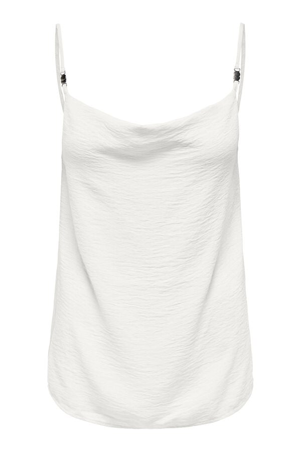 JDY Blusa tirantes escote drapeado blanco