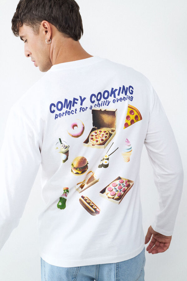 Balmohk Camiseta de manga manga comprida com estampa de piquenique branco