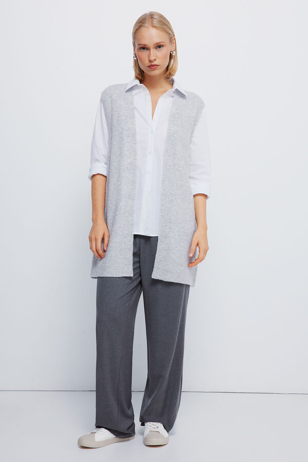 Springfield Chaleco largo abierto gris