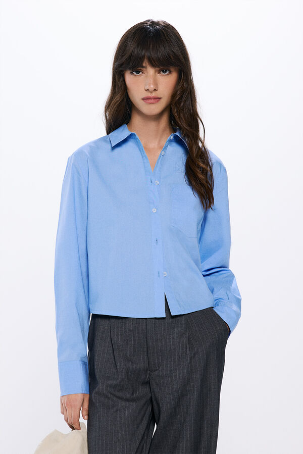 Springfield Camisa popel&iacute;n cropped azul